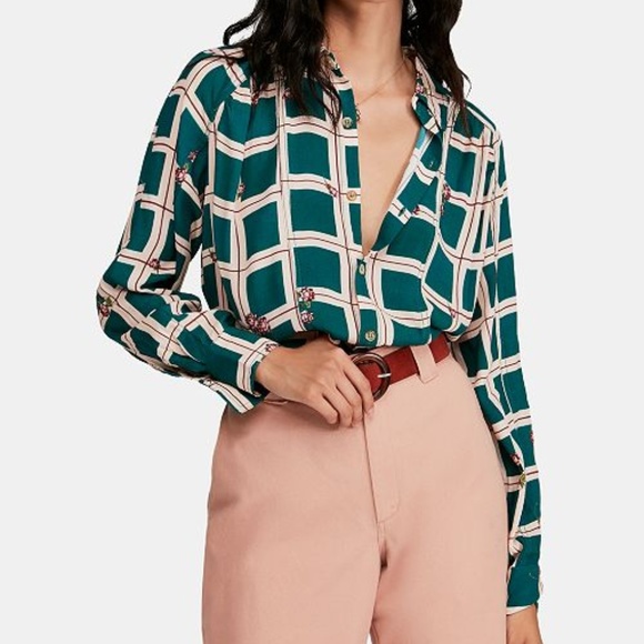 Free People Tops - Free People Window To My Heart Blouse Top Green M